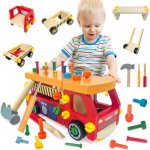 Etabli enfant - jouet montessori - camion en bois - 62 pièces - outils inclus - 3 ans et plus Etabli enfant - jouet montessori - camion en bois - 62 pièces - outils inclus - 3 ans et plus