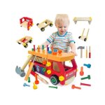 Etabli enfant - jouet outils - camion en bois - 62 pices - 9 couleurs - mixte 3 ans et plus