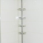 Etagre d?angle de douche tlescopique support de salle de bain en acier inoxydable de 4 niveau