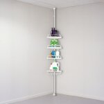 Etagre dangle tlescopique 4 tablettes blanc 254 - 304 - royalbell - salle de bain douche tagre rglable ...