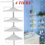 Etagre dangle tlescopique 4 tablettes blanc hauteur de 302 - 232cm - salle de bain douche tagre rglable ...