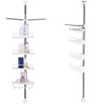 Etagre dangle tlescopique extensible 3m avec 4 paniers 23x23x34 2 barres porte - serviettes - etagere ...
