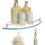 �tag�re d?angle en verre tremp� avec porte - serviette acier inoxydable poli pour salle de bain / douche. ...