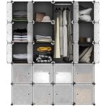 Langria 20 cabines armoires tagres plastique meuble de rangement motif boucl noir avec porte blanche ...
