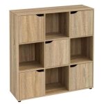 tagre basse en bois mdf 9 casiers 5 portes faon console 0000000