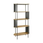 Etag�re biblioth�que m�tal courb� et d�cor bois 5 niveaux vert - molto