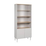 Etag�re. biblioth�que m�tal et d�cor bois 6 niveaux beige et naturel - ashton