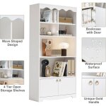 �tag�re biblioth�que moderne 63 pouces - 6 cases + 2 portes rangement �l�gant blanc pour salon / bureau?80 ...