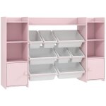�tag�re biblioth�que rangement enfants rose 140x30x90cm 8 bo�tes amovibles pour jouets et livres chambre ...