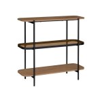 Etag�re biblioth�que verre d�cor bois et m�tal 3 niveaux