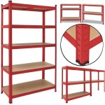 �tag�re charge lourde metallique 180x90x40 cm - rouge - charge max. 875kg
