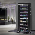 Etagres  chaussure armoire chaussures 10 niveaux avec housse noir 58 x 29 x 160cm
