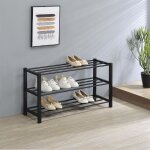 Étagère à chaussures navan rangement porte - chaussures avec 3 niveaux en métal laqué noir pour 12 paires ... Étagère à chaussures navan rangement porte - chaussures avec 3 niveaux en métal laqué noir pour 12 paires ...