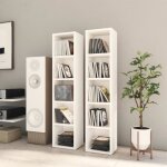 tagres colonnes armoires de rangement cd - mm meuble - blanc - 2 pcs - 21x16x935 cm