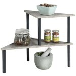 �tag�re de cuisine - kesper - mod�le dangle - 2 niveaux - gris effet b�ton - m�tal et mdf