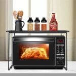 Etagre de cuisine pour four  micro - ondes - viyiduo - noir - double rangement - plateau de service ...
