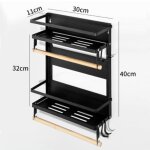 Étagère de cuisine murale pliable - gol - noir - fixation magnétique - 40x30x11cm - design contemporain ... Étagère de cuisine murale pliable - gol - noir - fixation magnétique - 40x30x11cm - design contemporain ...
