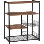 �tag�re cuisine rangement four micro onde style industriel marron et noir 12 0000547