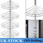 Etagre de douche salle de bain etagre dangle tlescopique en acier inoxydable 4 tablettes blanc 190cm ...