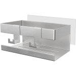 Etagre douche - inox - sans perage - antirouille - 2 crochets - rangement salle de bain
