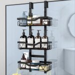 Etagere douche � suspendre rangement douche sans percage aver 3 pcs r�glable panier � suspendre pour ...