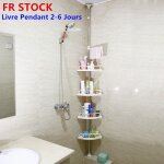 Etagre de douche tlescopique en acier inoxydable shampooing savon porte salle de bain d?angle  4 tages ...