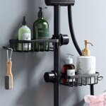 �tag�re de douche t�lescopique inoxydable sans per�age - lot de 2 supports de rangement pour salle de ...