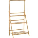 �tag�re �chelle � fleurs en bois de bambou - porte plante bois 3 �tag�res + barre support pour pots suspendus ...