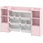 �tag�re enfant 8 bo�tes amovibles rose 140x30x90 cm - rangement parfait pour jouets et livres dans la ...