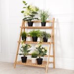 �tag�re � fleurs - bambou - �chelle pliante - 3 tablettes - marron