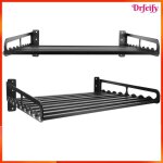 �tag�re de four � micro - ondes - akozon - support mural - aluminium spatial - noir - 50x40x14 cm