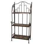 Etagre de jardin en fer forg pour plantes - ckw - mosaiques de pierres - marron - 58 x 32 x 125 cm