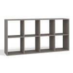 tagre modulable 8 cubes - marion - bibliothque 8 cases - 147x30x75 cm - meuble de rangement - gris ...