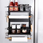 Etagère murale - inox - cuisine - fixation magnétique - pliable - contemporain Etagère murale - inox - cuisine - fixation magnétique - pliable - contemporain