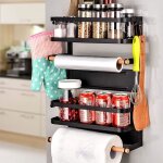 Étagère murale pliable qifashma - blanc - fixation magnétique - rangement pour Épices et ustensiles de ... Étagère murale pliable qifashma - blanc - fixation magnétique - rangement pour Épices et ustensiles de ...