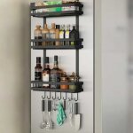 �tag�re murale pour r�frig�rateur adh�sive 70cm - support de rangement sans per�age pour �pices et ustensiles ...