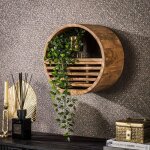 Etagre murale ronde 1 tiroir 40x25x40 cm en manguier - alrik