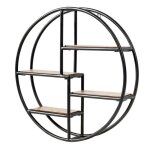 �tag�re murale ronde - helloshop26 - 4 niveaux - m�tal noir - design moderne - installation facile