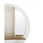 Etagère murale ronde en métal blanc avec miroir et tablette - lune meubletmoi Etagère murale ronde en métal blanc avec miroir et tablette - lune meubletmoi
