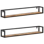 Vidaxl Étagères murales 2 pcs 120 cm bois de manguier brut Vidaxl Étagères murales 2 pcs 120 cm bois de manguier brut