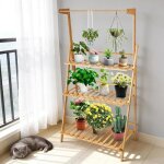 �tag�re � plantes bambou pliable 3 niveaux avec barre de suspension vivolilvsupport � fleurs pour int�rieur ...