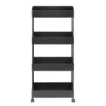 �tag�re de rangement 4 niveaux � roulettes pour chambre / salle de bains 40x22x90cm noir - fasike