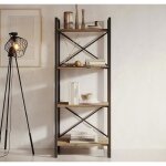 tagre de rangement bibliothque 55cm structure stable en acier noir mate style industriel modle factory ...