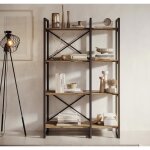 tagre de rangement bibliothque 875cm structure stable en acier noir mate style industriel modle factory ...