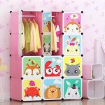 �tag�re rangement enfants casier modulable plastique animaux penderie armoire tringle (rose 12 cubes) ...