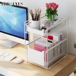 tagre de rangement pour pices - errolves - blanc - 2 niveaux - paniers coulissants - patin antidrapant ...