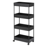 �tag�re de rangement mobile � 4 niveaux - noir - pour chambre salle de bains cuisine