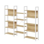 �tag�re de rangement modulable biblioth�que industrielle � 14 niveaux m�tal bureau salon blanc et ch�ne ...