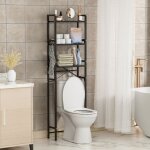 Etag�re de rangement pour salle de bain - meuble dessus toilettes en m�tal - noir - 50 * 20 * 165cm - ...