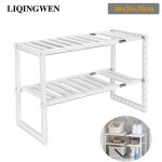 �tag�re de rangement - organisateur - extensible - longueur r�glable 39 - 66cm - plastique et inox - ...